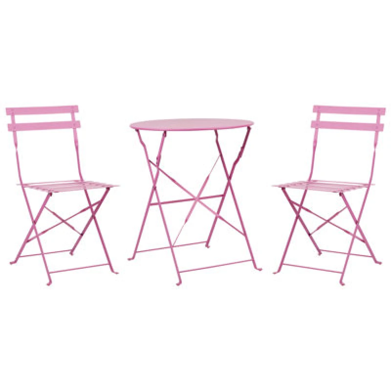 Image of Beliani Bistro Set Folding Fiori Metal Pink