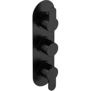 Image of Arvan Thermostatic Concealed Shower Valve with Diverter Triple Handle - Matt Black - Nuie