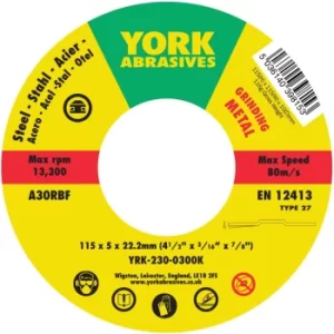 Image of 115X5X22.23MM A30RBF DPC Grinding Disc, Type 27