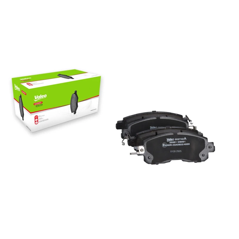 Image of VALEO 302742A Brake pad set EXPERT Front Axle, excl. wear warning contact, with anti-squeak plate Brake Pad Set,disc brake (402)