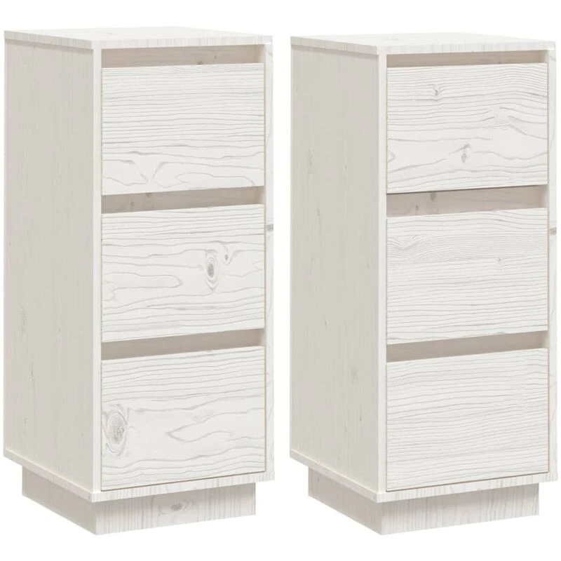 Image of VIDAXL Sideboards 2 pcs White 32x34x75cm Solid Wood Pine Vidaxl 8720286841945