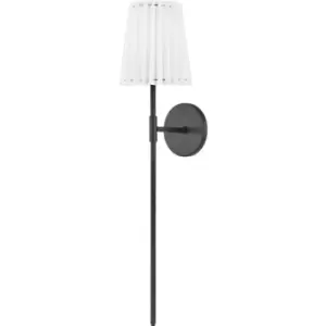 image of Hudson Valley Demi 1 Light Wall Sconce Soft Black with White Shade