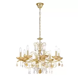 image of Carmen 2 Crystal Multi Arm Chandeliers 8 Light 24 Carat Gold