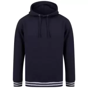 image of Front Row Unisex Adults Striped Cuff Hoodie (L) (Navy/Heather Grey)