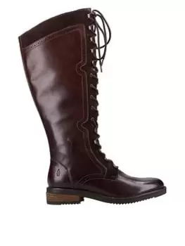 Image of Hush Puppies RUDY LACE FRONT KNEE BOOTS - BROWN, Brown, Size 4, Women