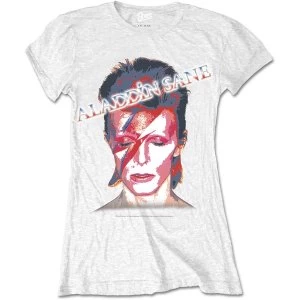 image of David Bowie - Aladdin Sane Womens X-Large T-Shirt - White