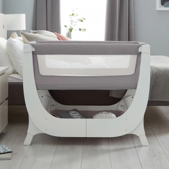 image of Shnuggle Air Bedside Crib with Crib Mattress - Dove Grey