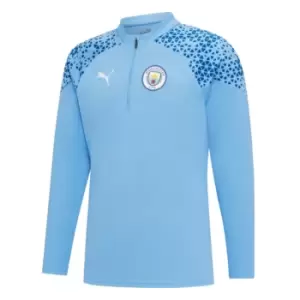 image of 2023-2024 Man City Training Half Zip Top (Light Blue) - Kids