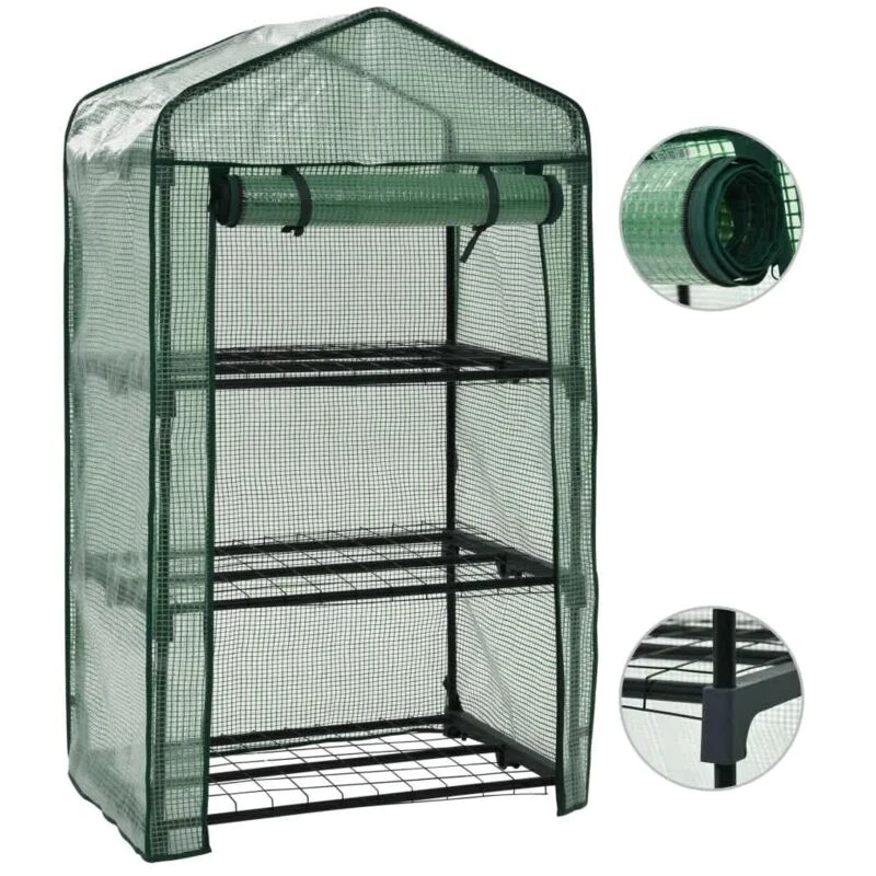 Image of vidaXL 3-Tier Mini Greenhouse 69x49x125 cm, Green 46917