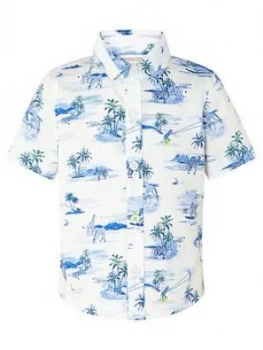 image of Monsoon Boys S.E.W. Alika Animal Short Sleeve Shirt - Ivory