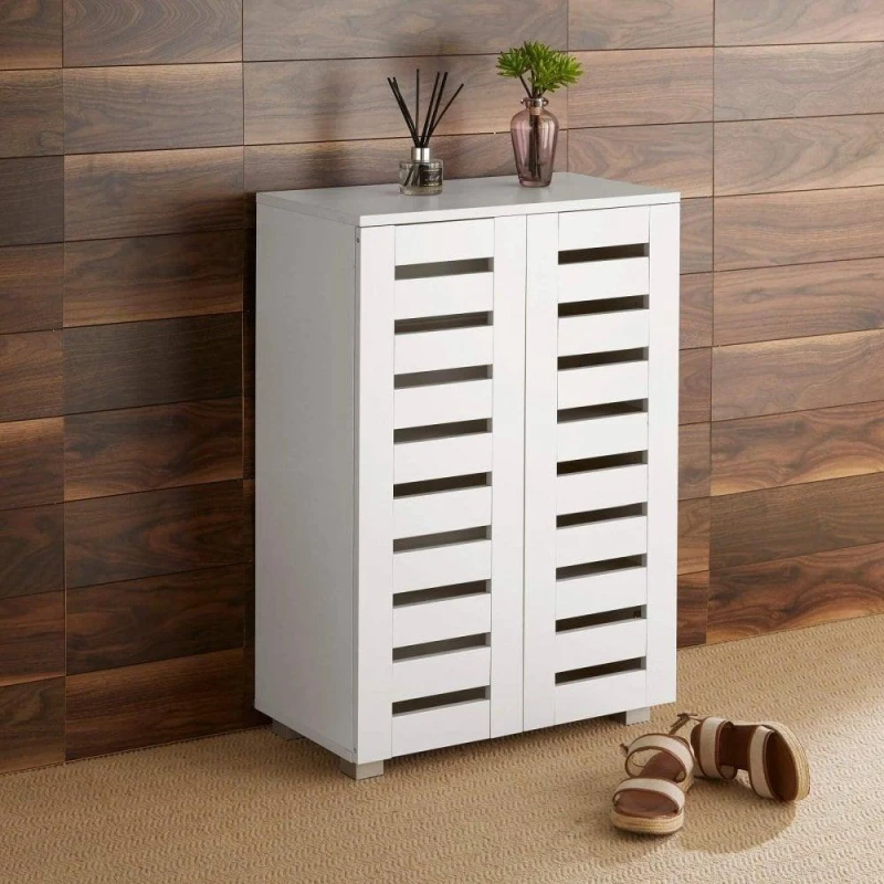 Image of Home Source Oslo 3 Door Shoe Storage Cabinet Unit White
