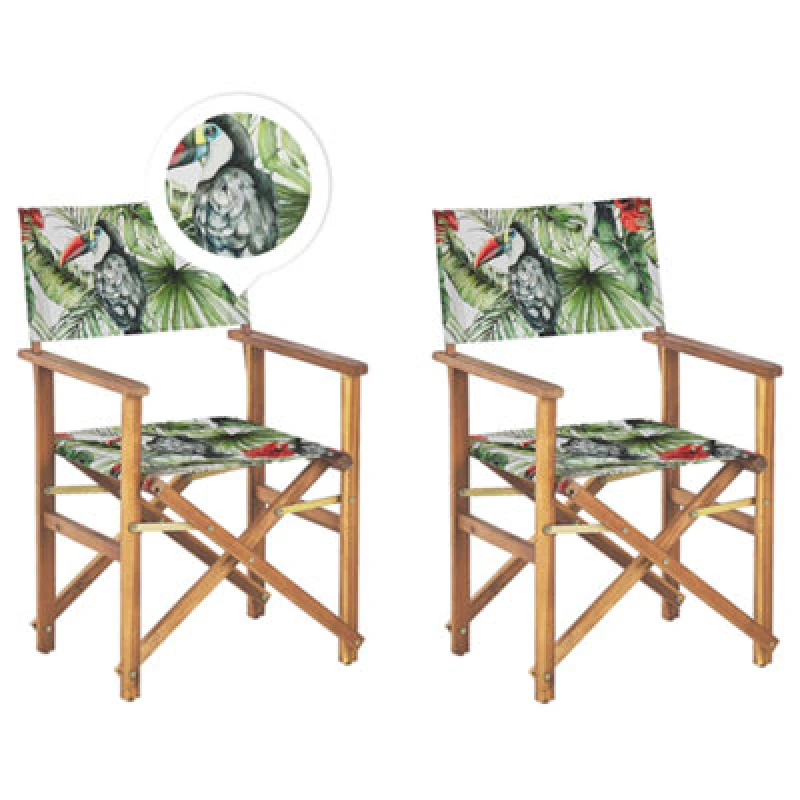 Image of BELIANI Set of 2 Garden Chairs CINE Acacia Wood Green 312154