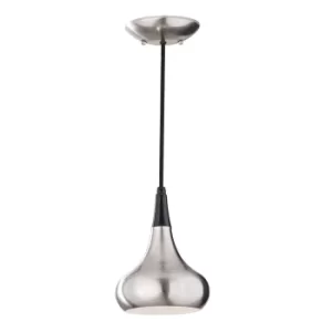 Image of Beso 1 Light Dome Ceiling Pendant Brushed Steel, E27