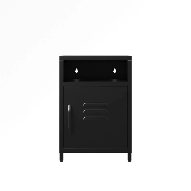 Image of Lemon Pavilion Furniture Dillon Bedside Cabinet - Steel - Black - Flat Packed Black Unisex