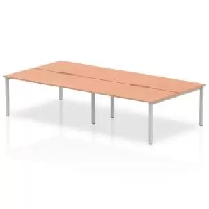 Image of B2B Silver Frame Bench Desk 1600 Beech 4 Pod