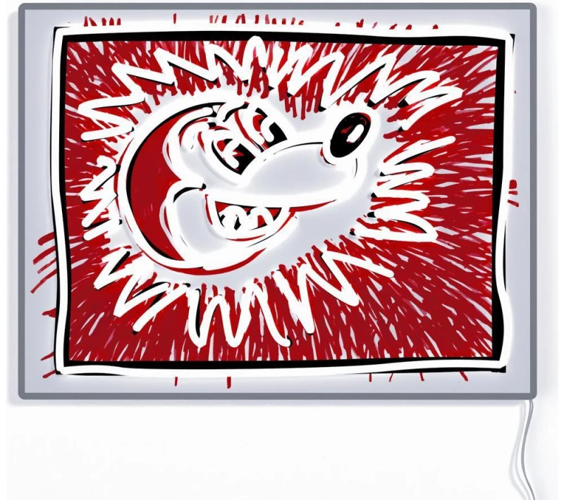 Image of YELLOWPOP Disney x Keith Haring 3 Explosive Mickey Mouse LED Wall Lamp - Red & White 5060813391868