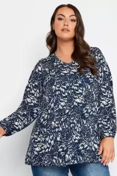 Image of Printed Balloon Sleeve Top