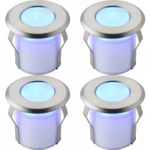 Image of 4 pack Recessed Decking IP67 Guide Light - 0.8W Blue LED - Stainless Steel