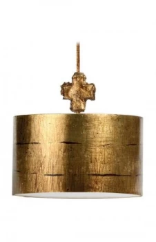 Image of 1 Light Round Large Ceiling Pendant Aged Gold, E27