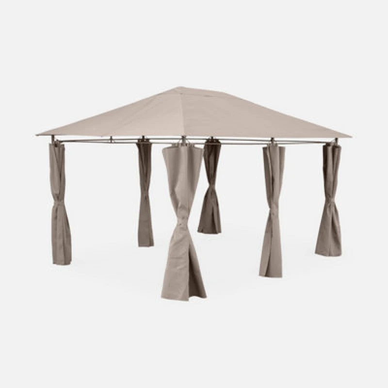 Image of Sweeek - Heavy Duty 3X4M Gazebo With Curtains Divio Taupe 367X267X262 Cm