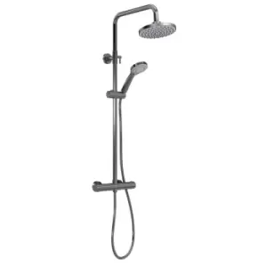 image of Nuie Round Thermostatic Bar Valve & Shower Kit - Brushed Gun Metal