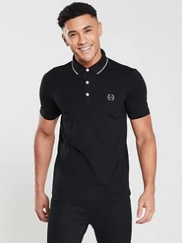 Image of Armani Exchange Tipped Collar Polo Shirt Black Size XL Men