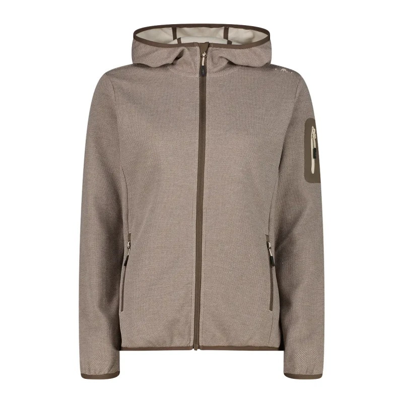 Image of CMP Womens Hoodie with Mesh Inserts CMP Knit-Tech Marron Female 2XL