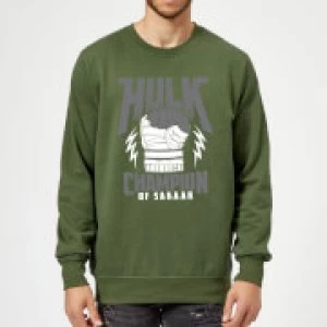 Image of Marvel Thor Ragnarok Hulk Champion Sweatshirt - Forest Green - L