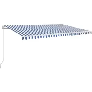 image of Vidaxl - Manual Retractable Awning with LED 500x350cm Blue and White Blue