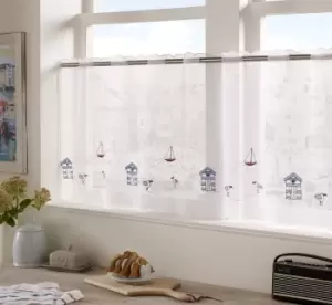 Image of Kitchen Seaside Eyelet Top Voile Cafe Panel Net Curtain Panel