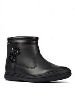 Image of Clarks Girls Scooter Go Gore-tex Ankle Boot - Black Leather, Size 1 Older