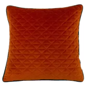 Image of Riva Home Quartz Cushion Cover with Geometric Diamond Design (One Size) (Jaffa Orange/Teal)