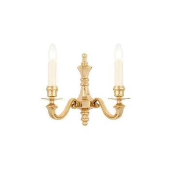 Image of Interiors 1900 Lighting - Interiors Fenbridge - 2 Light Candle Candle Wall Light Solid Brass, Gloss Cream Paint, E14