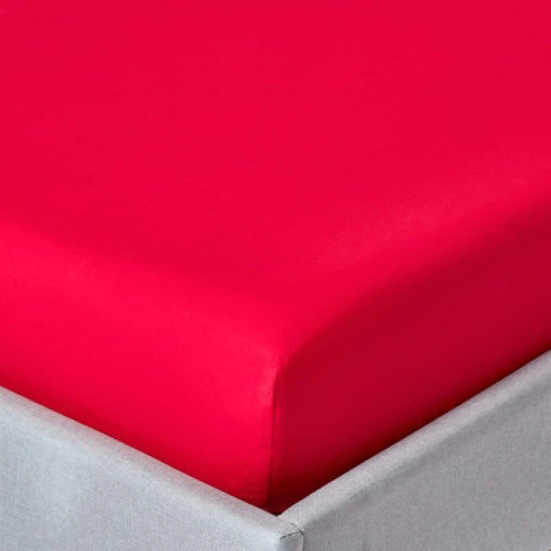 Image of Homescapes Red Egyptian Cotton Deep Fitted Sheet 200 Tc, Single