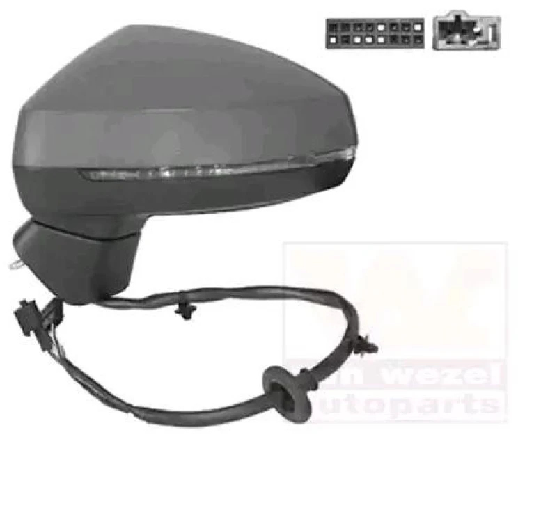Image of VAN WEZEL 0335827 Wing mirror * HAGUS * Left, Heatable, primed Outside Mirror (50)