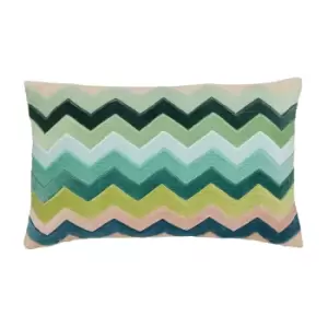 Image of Harlequin Floreana Cushion 40cm x 60cm, Fig Leaf & Coral