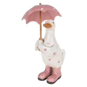 image of Polka Dot Brolly Duck Small Pink Ornament