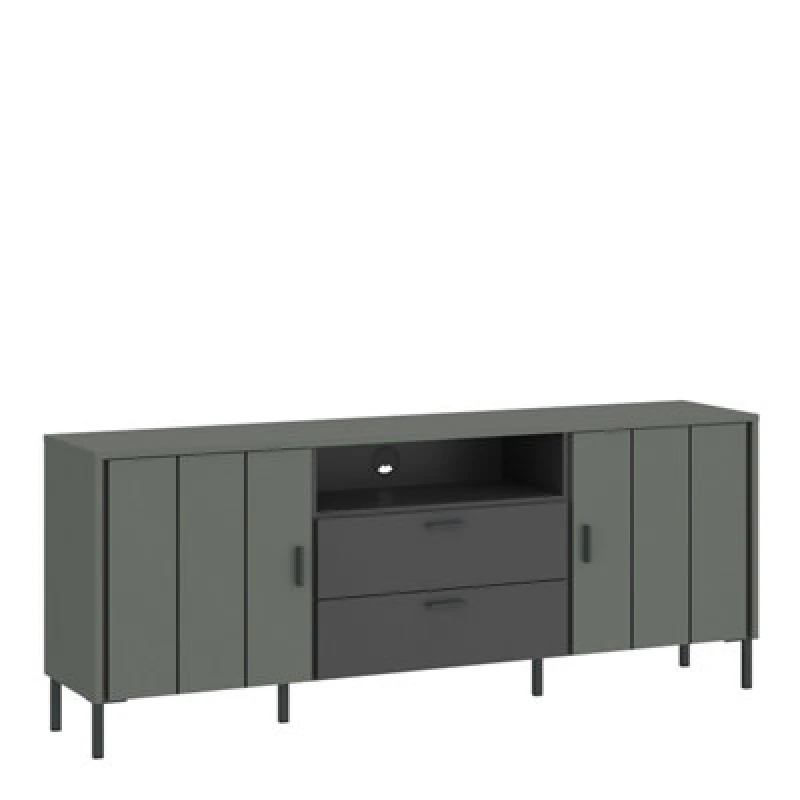 Image of Furniture To Go Arundel TV Cabinet 2 Door 2 Drawer 158Cm Wide In Green/grey