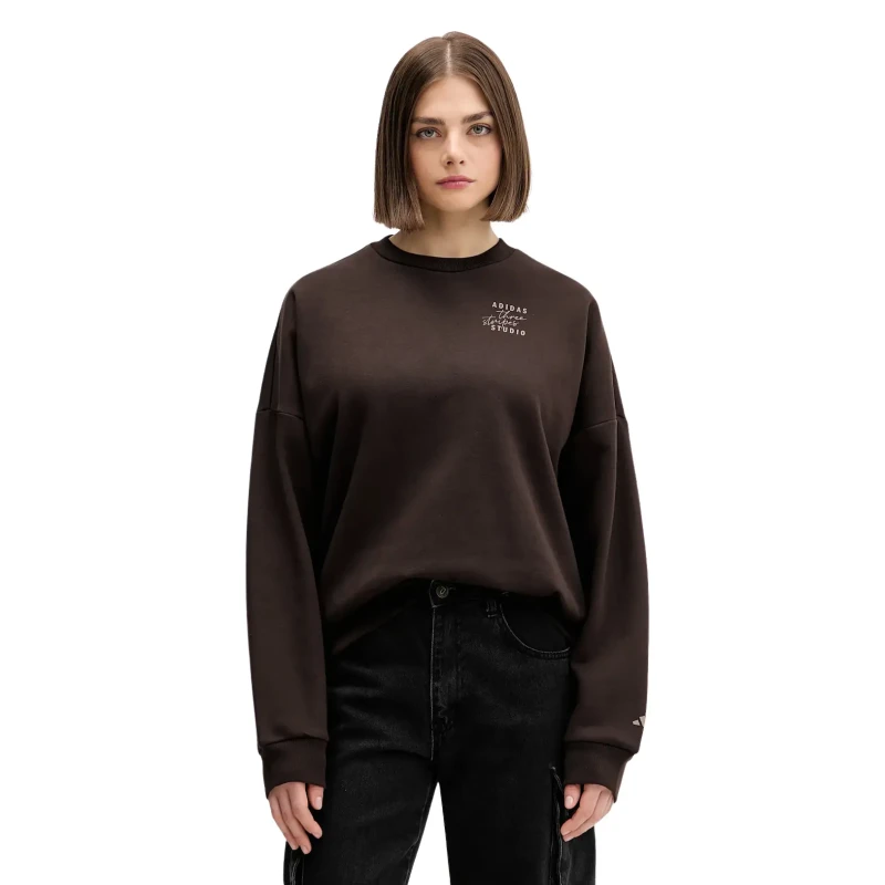 Image of Adidas Sweatshirt woman adidas Studio Crew Auco 3-Stripes Marron Female XS