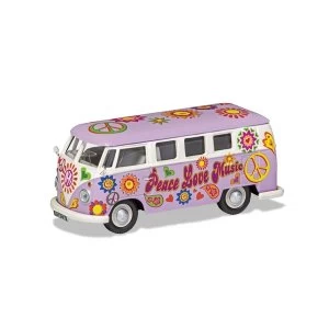 image of Peace Love and Music Volkswagen Campervan Corgi 1:43 Model Van