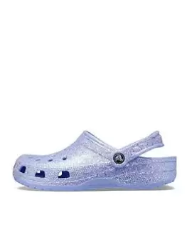 image of Crocs Classic Crocs Platform Glitter Slide Wedge - Moon Jelly, Purple, Size 6, Women