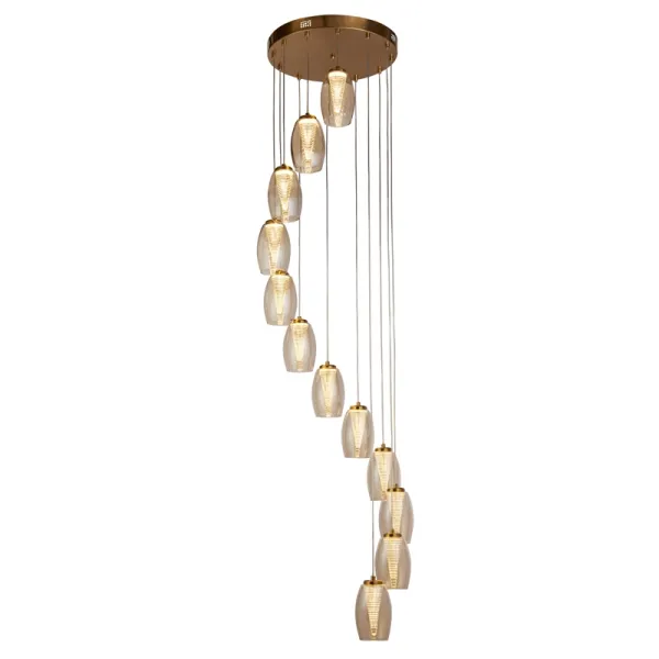 image of Searchlight Cyclone LED Champagne Glass 12 Light Cluster Ceiling Pendant - Bronze