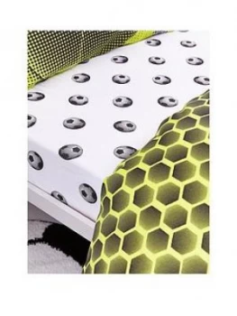 Image of Catherine Lansfield Neon Football Fitted Sheet, Grey, Size Double