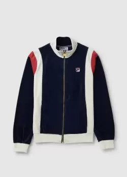 Fila Mens Floyd Velour Jacket In Navy/Egret/Red