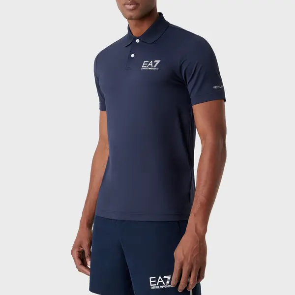 Image of EA7 Ventus 7 Pique Polo Shirt - M Blue Tops male 8NPF23-PJEMZ-1554 M