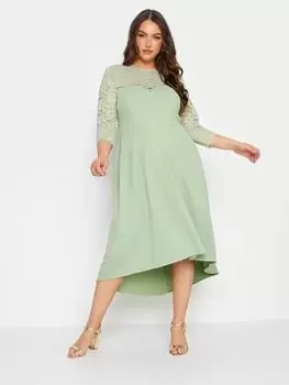 Image of Yours Lace High Low Dress, Green, Size 14, Women