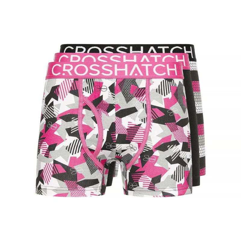 Image of Crosshatch Crosshatch Men Crystaline Boxers 3pk in Fuchsia Size: Small Fuchsia S Male 5059294517836