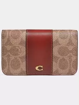 image of Coach Coated Canvas Signature Slim Card Case- Tan Rust