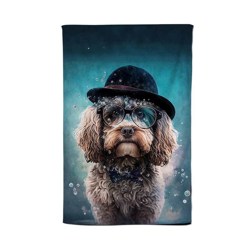 Image of Warren Reed - Designer Cockapoo Dog Splashart Tea Towel Multicolor Unisex