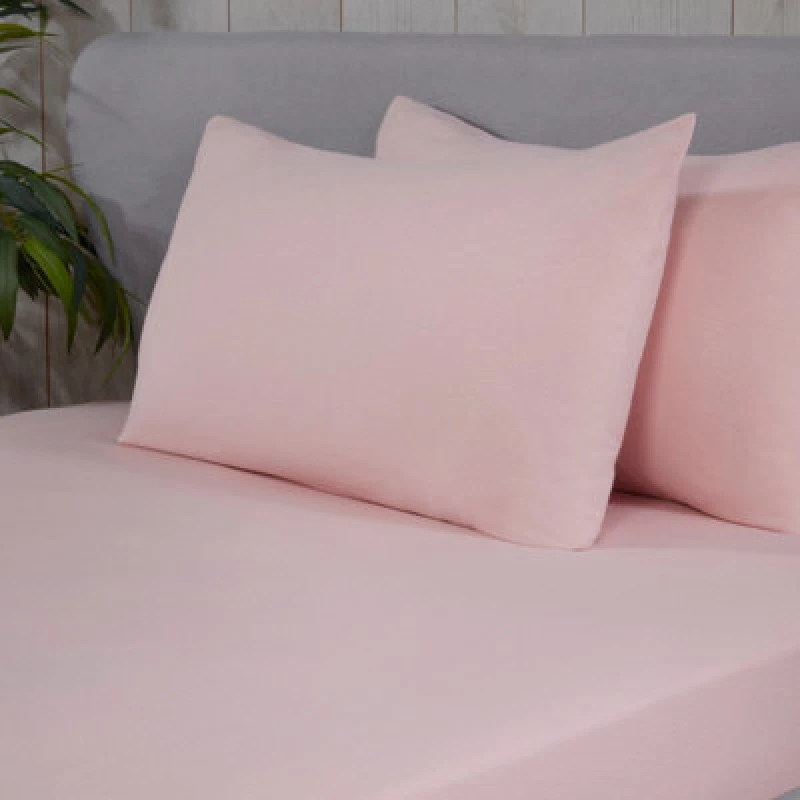 Image of Smart Living Smart Living Brushed Cotton Bed Linen Luxury Fitted Bedsheet or Pillowcase Non Iron in Pink Size: King Pink King Unisex 5056242833925